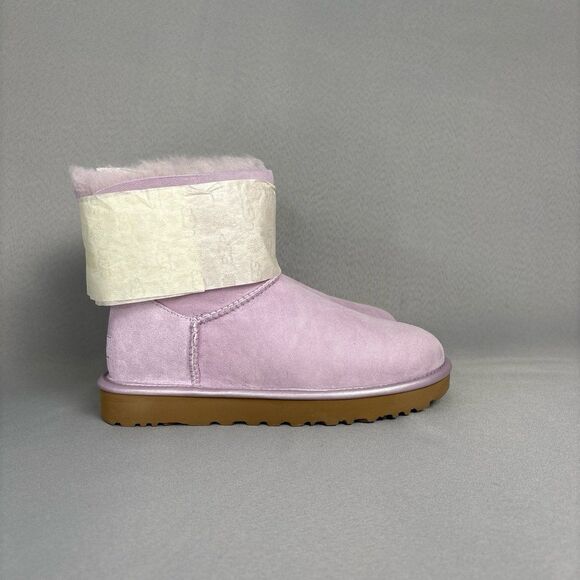New Women's Sz 8 UGG Boots Bailey Bow Metallic LRFG Lavendar Fog Sold Out Rare! - Picture 5 of 12